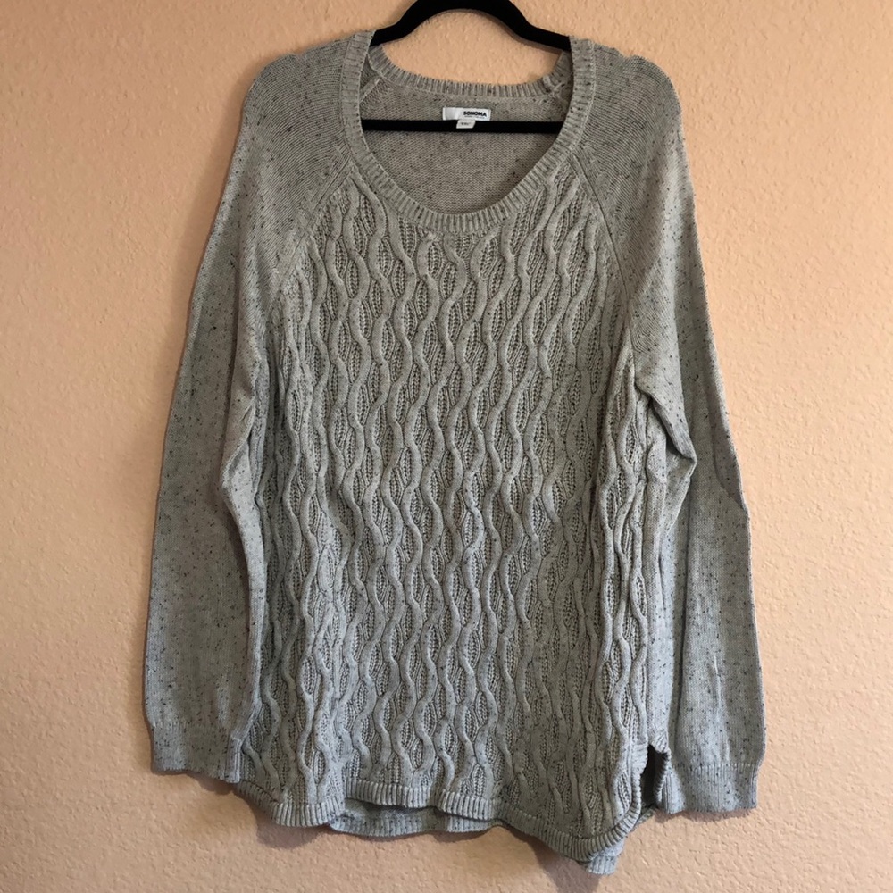Sonoma Woman’s Long Sleeve XXL Grey Knit Sweater